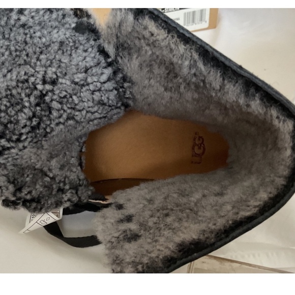 FINAL SALE πUGG Starlyn Leather Sneakers Black Shearling Lined NEW * - Picture 13 of 16